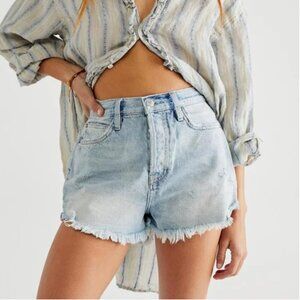 NWT Free People Lasso Shorts High Rise Button Fly Distressed Size 26